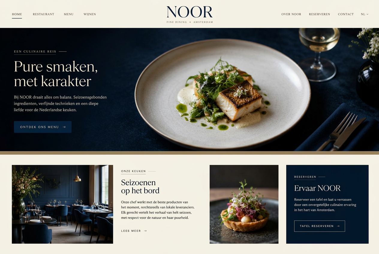 Website van Restaurant NOOR
